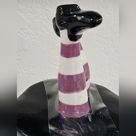 Witch Mug Rae Dunn Mug Black Ceramic DRINK UP WITCHES with Witch legs Topper lid - Picture 6 of 7